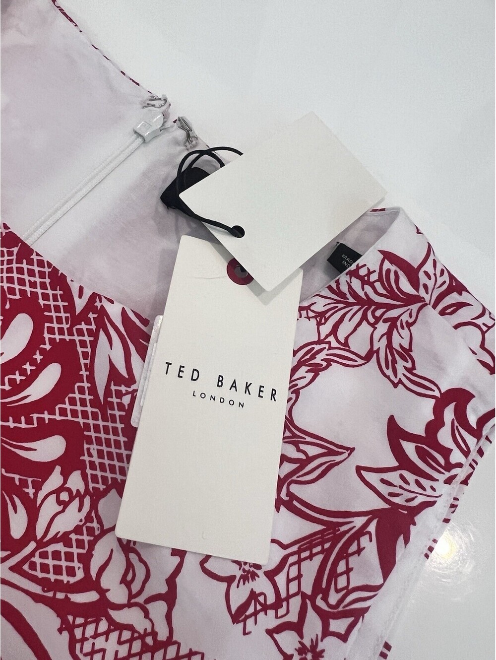 $179 Ted Baker Belted Peplum Top Cotton Poplin Ted/White Size 12 - Picture 9 of 14
